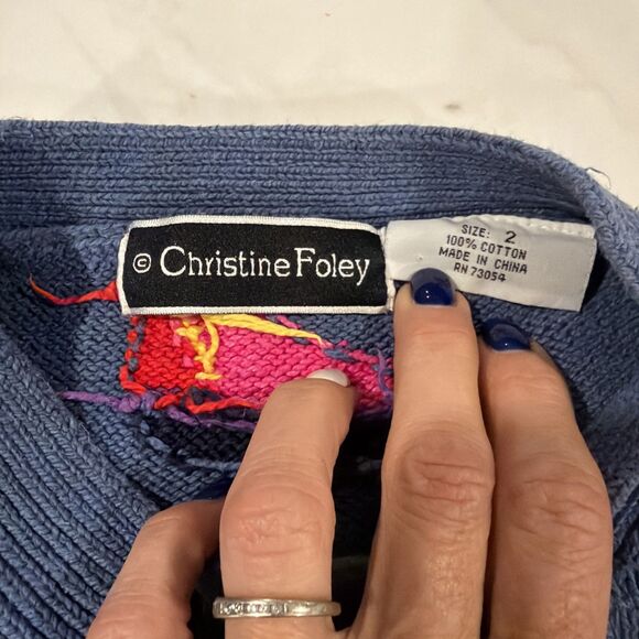 Christine Foley Shoes Sweater Cardigan Sz 2 Art to Wear Vintage - Picture 4 of 5